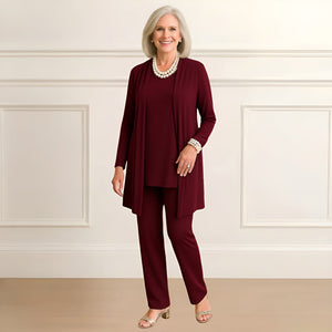 Women’s Cardigan Top and Pants 3-Piece Outfit Set