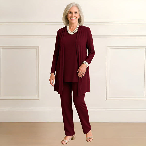 Women’s Cardigan Top and Pants 3-Piece Outfit Set