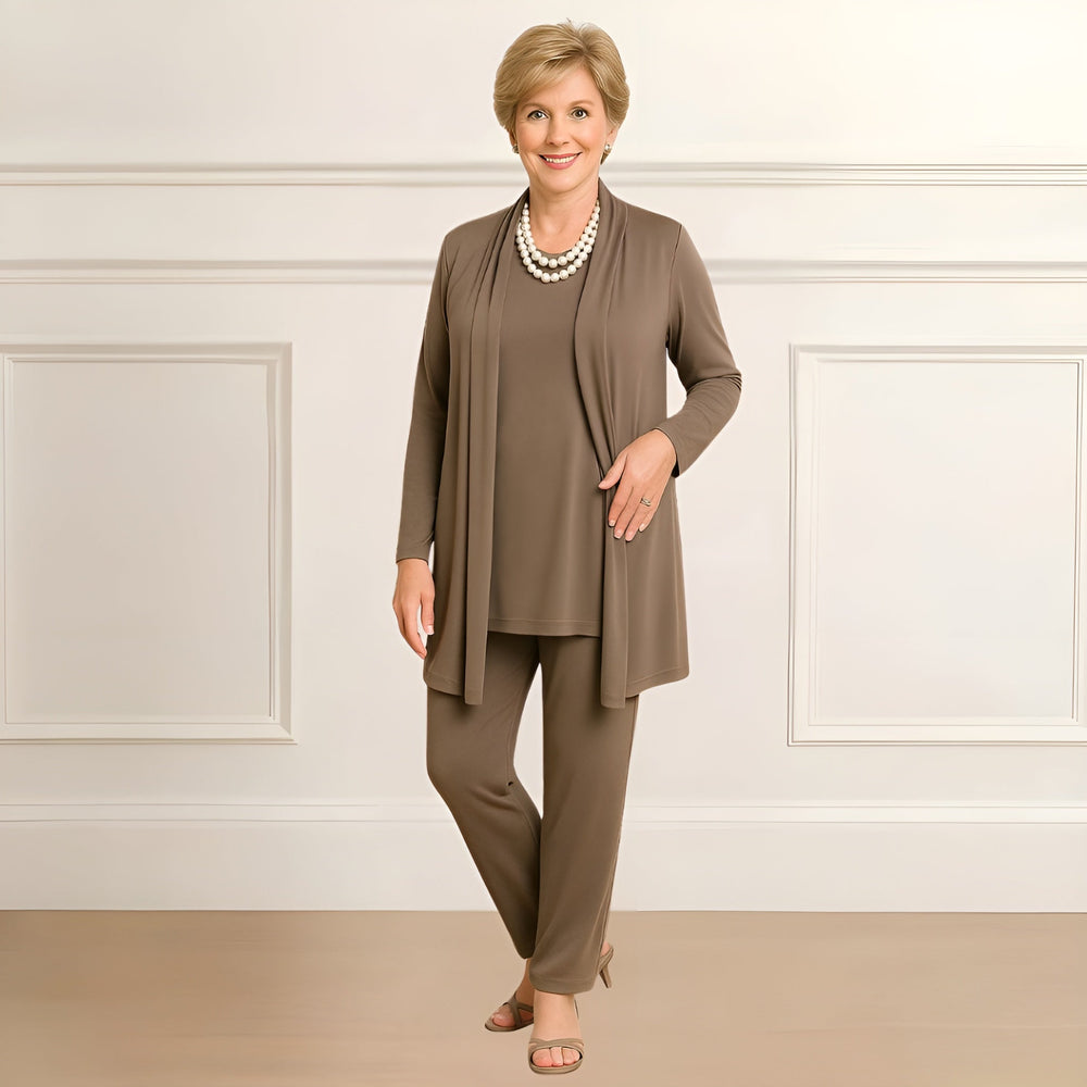 Women’s Cardigan Top and Pants 3-Piece Outfit Set