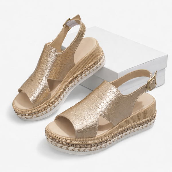 Women's Metallic Wedge Sandals with Arch Support