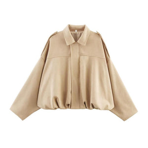 Chaqueta bomber corta estilo ante para mujer
