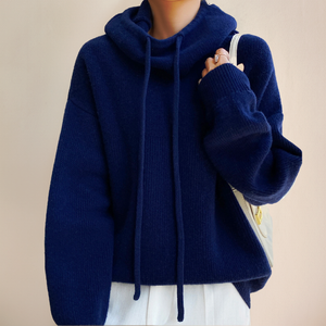 Women’s Cozy High Neck Knit Hoodie