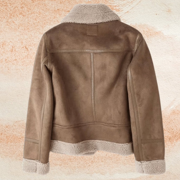 Chaqueta aviador cálida de piel sintética y estilo elegante