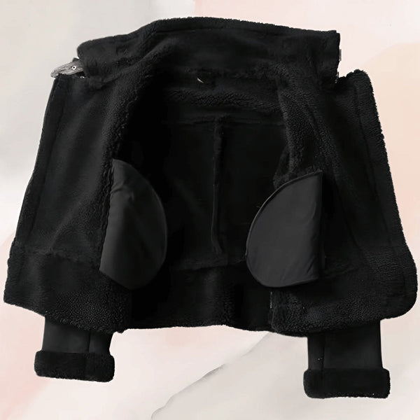 Chaqueta aviador cálida de piel sintética y estilo elegante