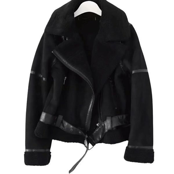 Chaqueta aviador cálida de piel sintética y estilo elegante