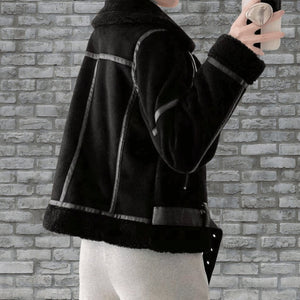 Chaqueta aviador cálida de piel sintética y estilo elegante