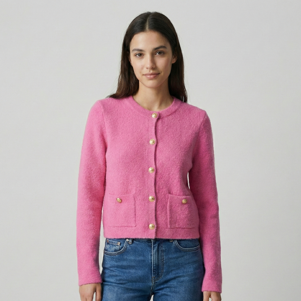 Elegant Button-Up Knit Cardigan for Women