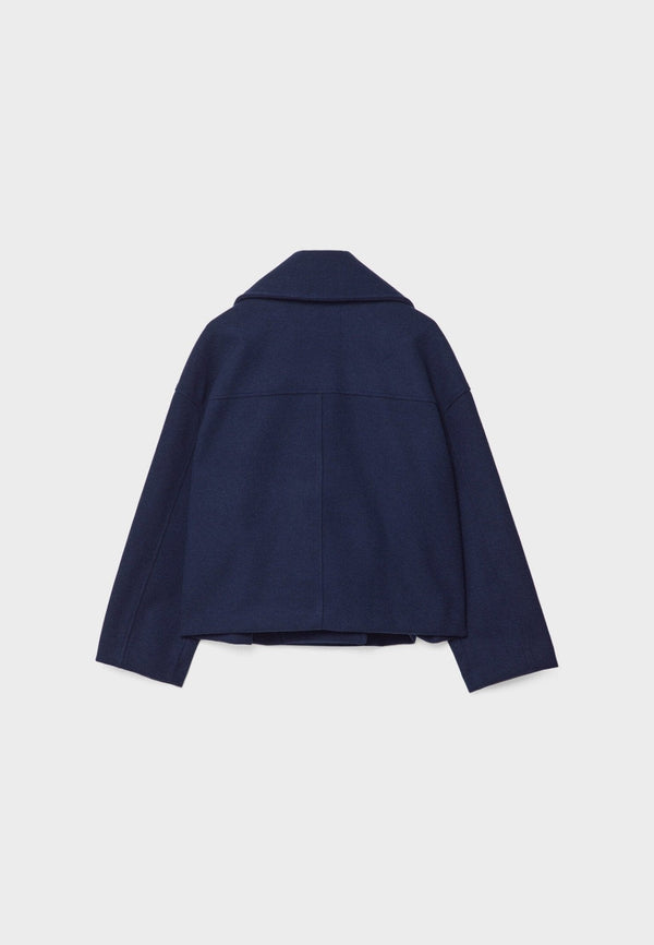 Chaqueta corta para mujer de doble botonadura con cuello de solapa ancho