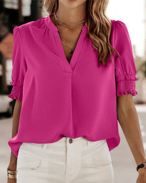 Elegant V-Neck Chiffon Women’s Blouse