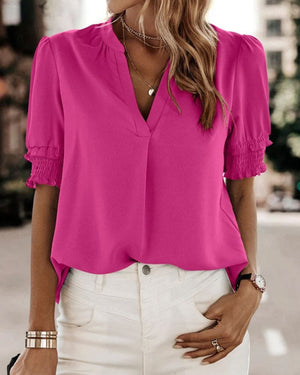 Elegant V-Neck Chiffon Women’s Blouse