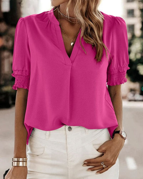 Elegant V-Neck Chiffon Women’s Blouse