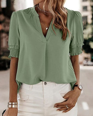 Elegant V-Neck Chiffon Women’s Blouse