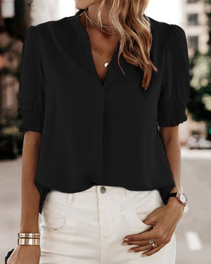 Elegant V-Neck Chiffon Women’s Blouse