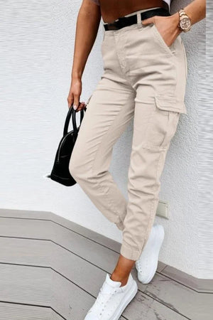 Women’s Casual High-Waist Cargo Jogger Pants with Pockets