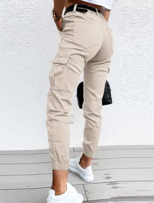Women’s Casual High-Waist Cargo Jogger Pants with Pockets