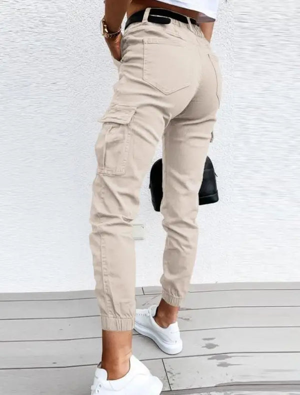 Women’s Casual High-Waist Cargo Jogger Pants with Pockets