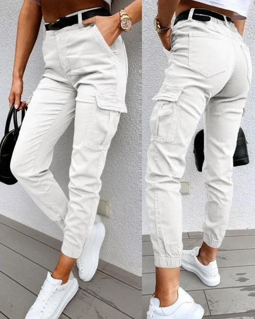 Women’s Casual High-Waist Cargo Jogger Pants with Pockets