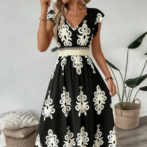 Women's Embroidered Boho A-Line Maxi Dress