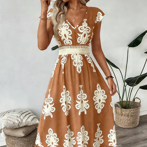 Women's Embroidered Boho A-Line Maxi Dress