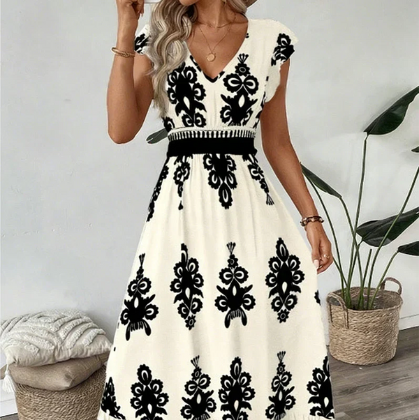 Women's Embroidered Boho A-Line Maxi Dress