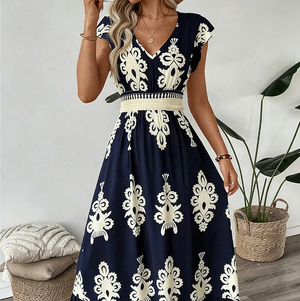 Women's Embroidered Boho A-Line Maxi Dress
