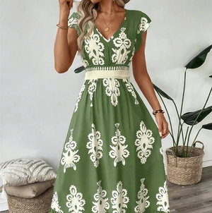 Women's Embroidered Boho A-Line Maxi Dress