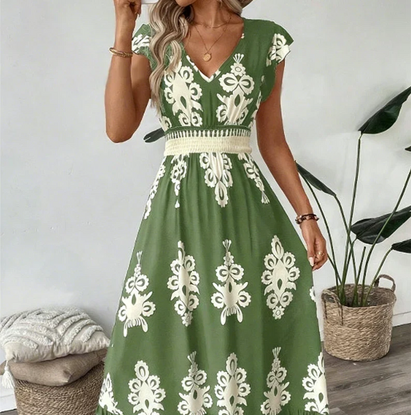 Women's Embroidered Boho A-Line Maxi Dress