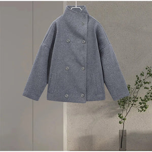 Women's Double-Breasted High Neck Short Jacket
