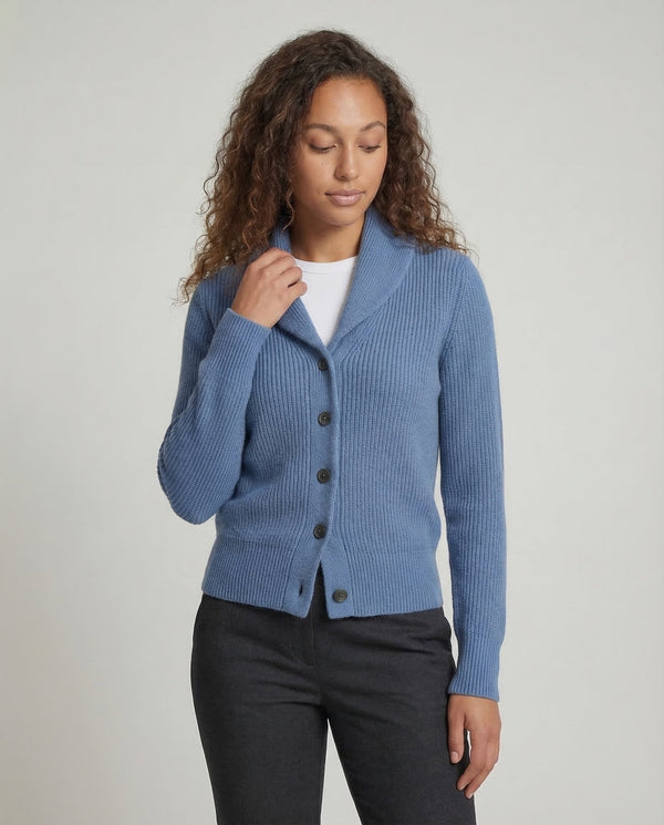 Women's Knit Cardigan with Lapel Collar