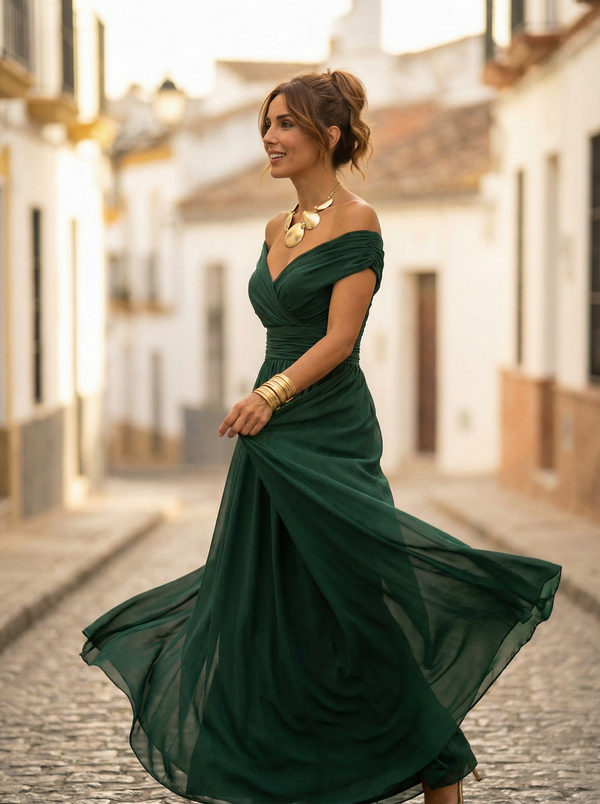 Women's Elegant Off-Shoulder Evening Maxi Dress