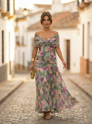 Women's Elegant Off-Shoulder Evening Maxi Dress
