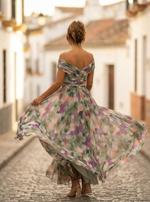 Women's Elegant Off-Shoulder Evening Maxi Dress