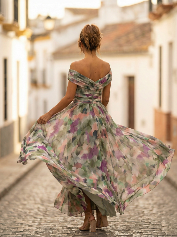 Women's Elegant Off-Shoulder Evening Maxi Dress