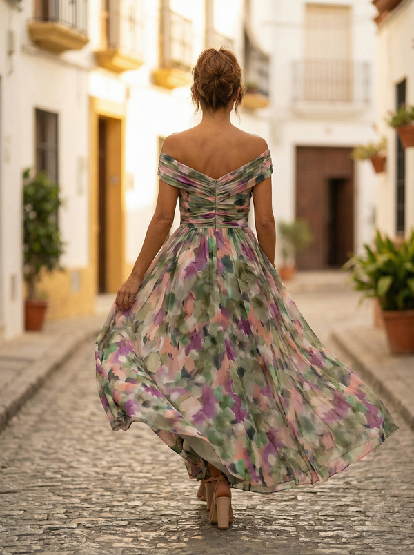 Women's Elegant Off-Shoulder Evening Maxi Dress