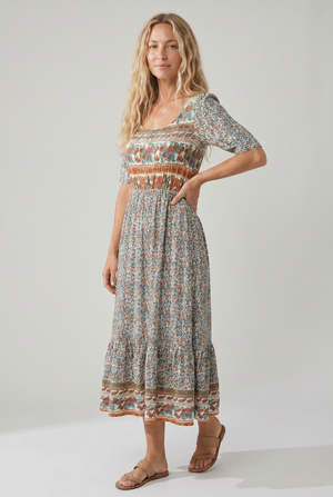 Women's Bohemian Mosaic Midi Dress