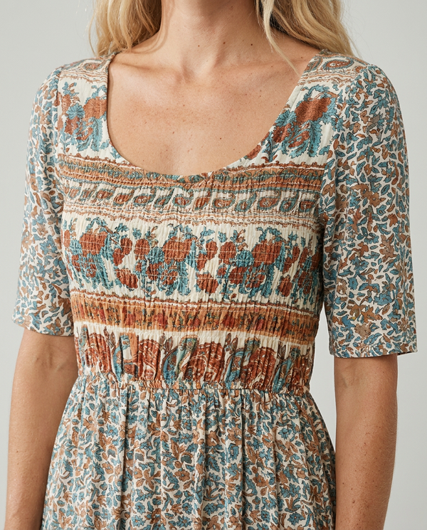Women's Bohemian Mosaic Midi Dress
