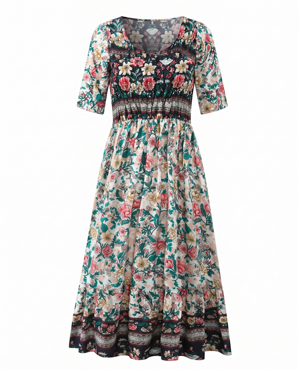 Women's Bohemian Mosaic Midi Dress
