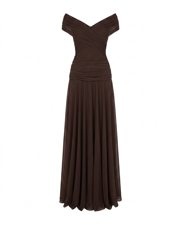 Women's Off-Shoulder Chiffon Evening Gown