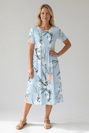 Women's Botanical Bloom A-Line Midi Dress