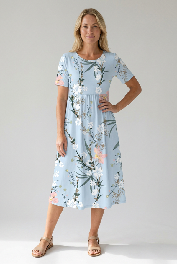Women's Botanical Bloom A-Line Midi Dress