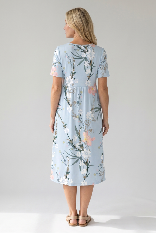 Women's Botanical Bloom A-Line Midi Dress