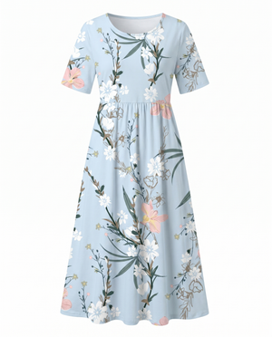 Women's Botanical Bloom A-Line Midi Dress