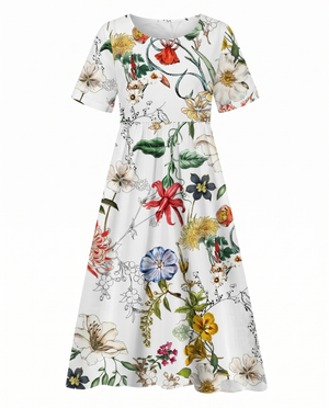 Women's Botanical Bloom A-Line Midi Dress