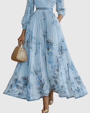 Elegant Women's V-Neck A-Line Midi Dress