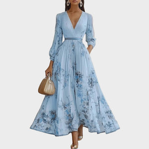 Elegant Women's V-Neck A-Line Midi Dress
