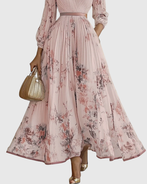 Elegant Women's V-Neck A-Line Midi Dress