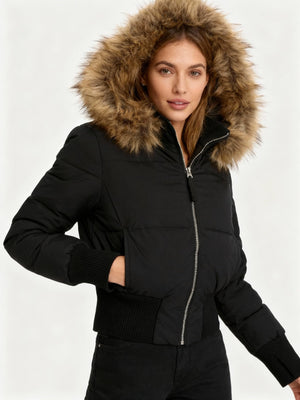 Women's Quilted Winter Jacket Removable Hood