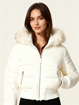 Women's Quilted Winter Jacket Removable Hood