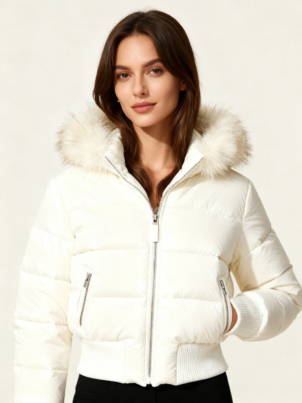 Women's Quilted Winter Jacket Removable Hood