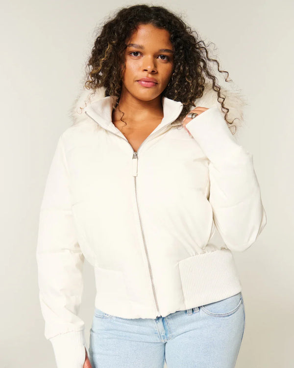 Women's Quilted Winter Jacket Removable Hood